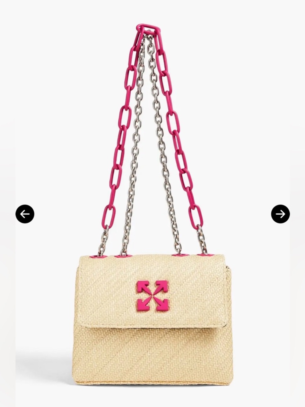 OFF-WHITE Jackhammer 19 Faux Raffia Shoulder Bag Neutral